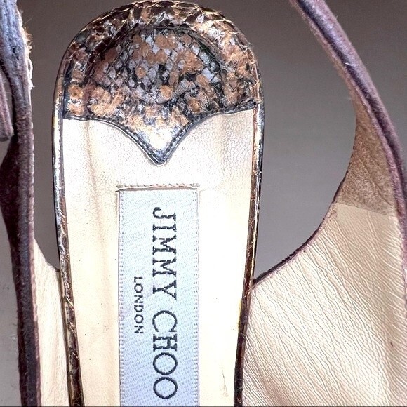Jimmy Choo Brown Suede Peep Toe Slingback Heels Pumps Women’s EU 40 US 10 - Picture 11 of 15
